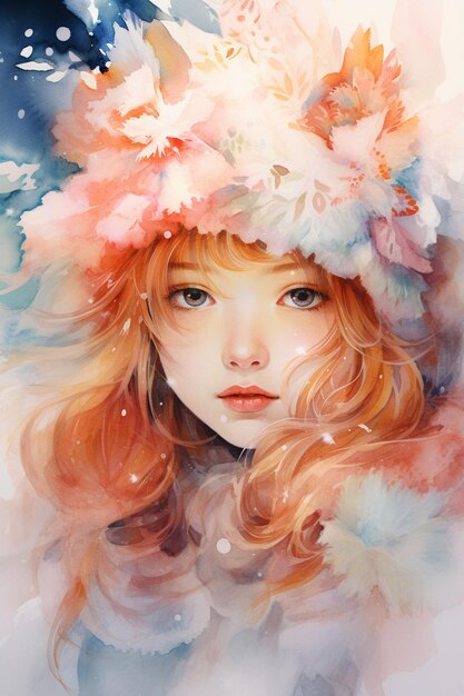 Watercolor magical dreams fantasy double exposure