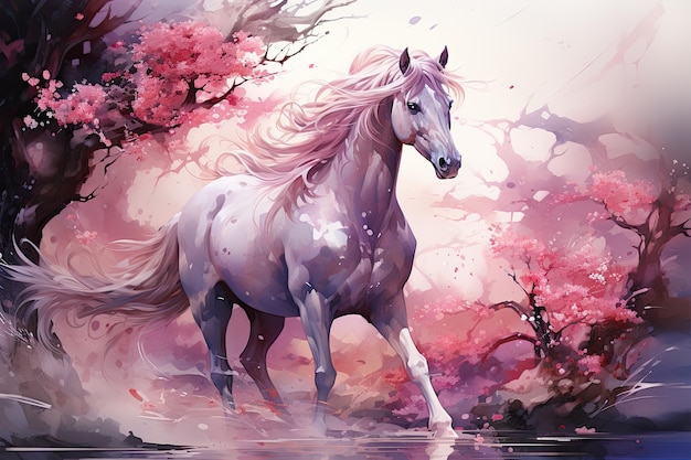 Watercolor Magical Unicorn Illustration