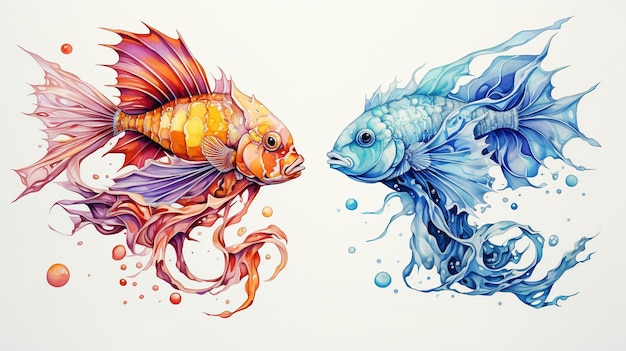 Watercolor Majestic Underwater Creatures