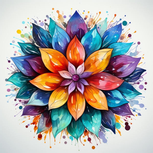 Watercolor mandala flower design Mandal by flower designs