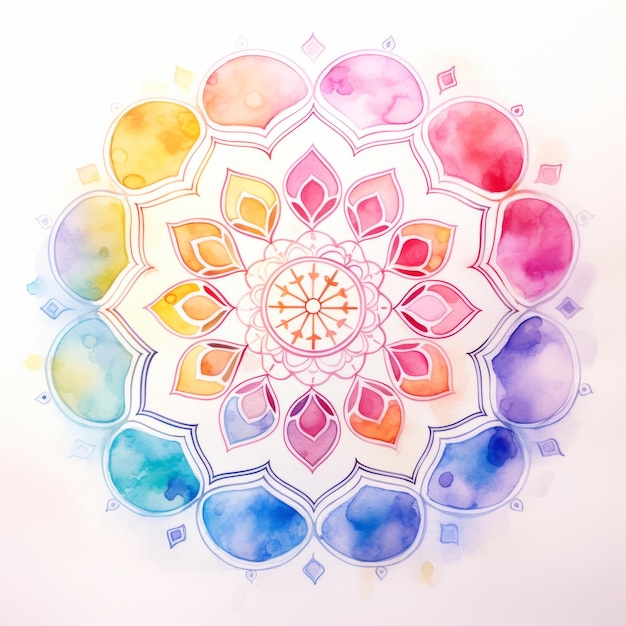 Photo watercolor mandala hand drawn watercolor mandala boho style