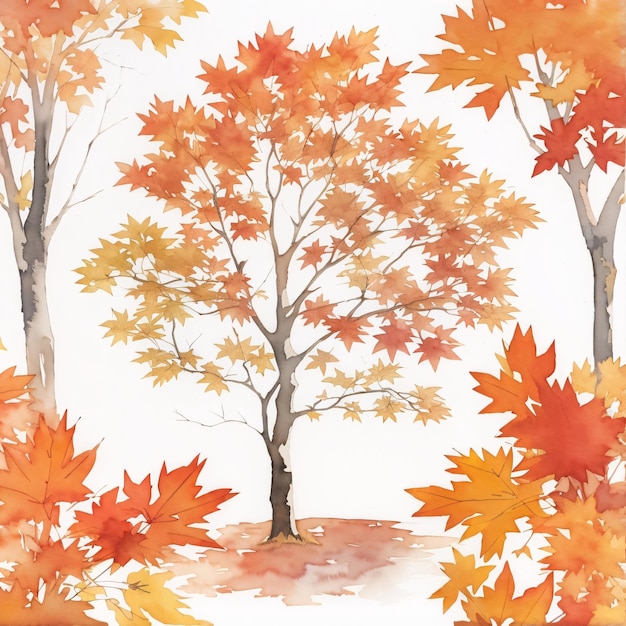 Watercolor Maple Tree Illustration
