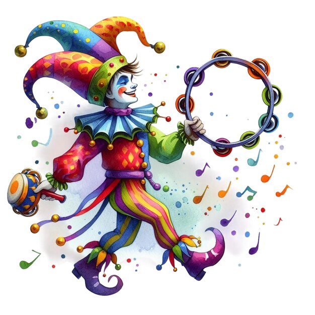 Foto acquerello mardi gras jester clipart