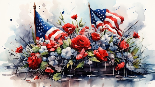 watercolor Memorial Day remembering the fallen soldiers around the world May 27