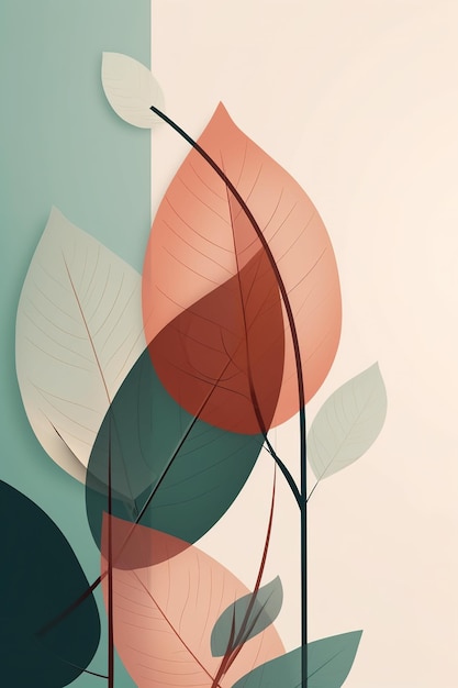 Watercolor modern leaf pattern muted colors
