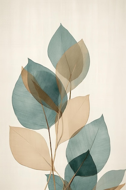 Watercolor modern leaf pattern muted colors