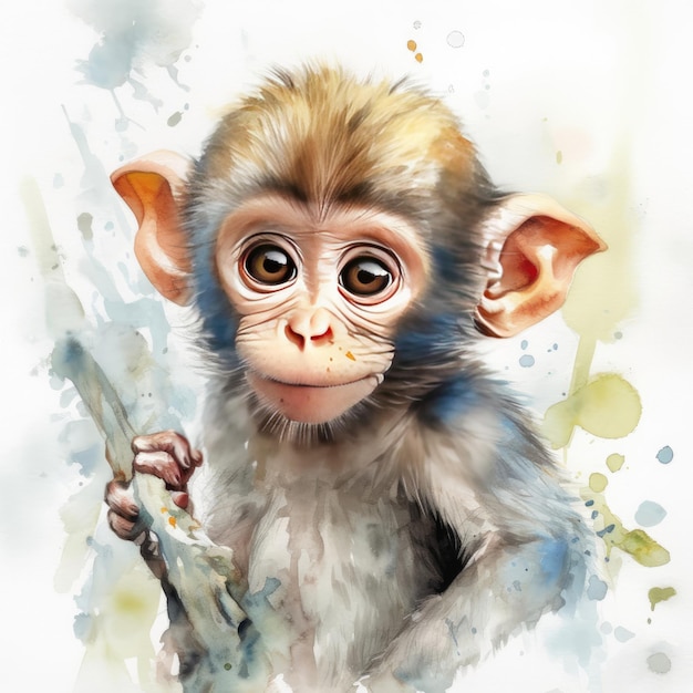 Watercolor monkey