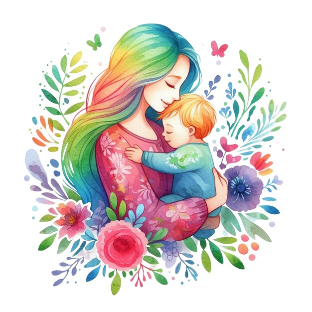 Photo watercolor mothers day clipart