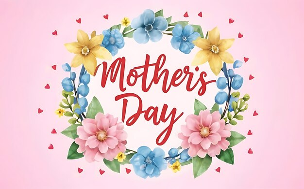 Watercolor Mothers Day illustration 3d render typography