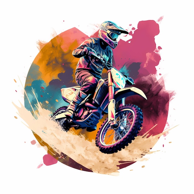 watercolor motocross rider racing