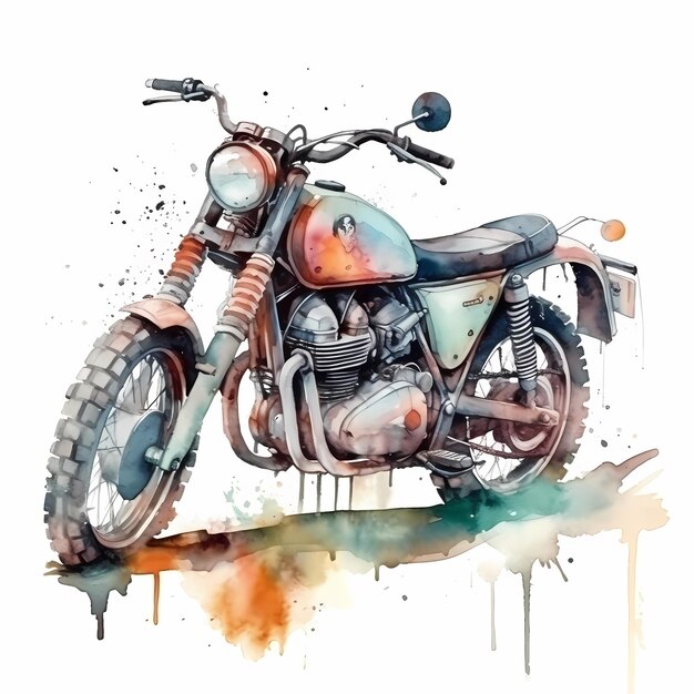 Photo watercolor motorbike background painting motor generative ai