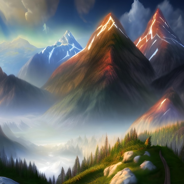 Watercolor Mountain Background