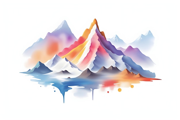 Watercolor Mountain Logo Vectors on a White Background generated by Ai