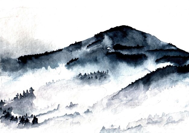 Photo watercolor mountain