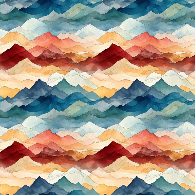 watercolor mountains background Seamless pattern