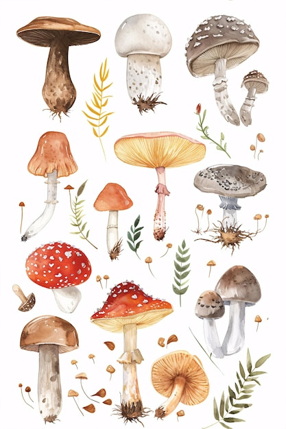 Photo watercolor mushroom wallpaper