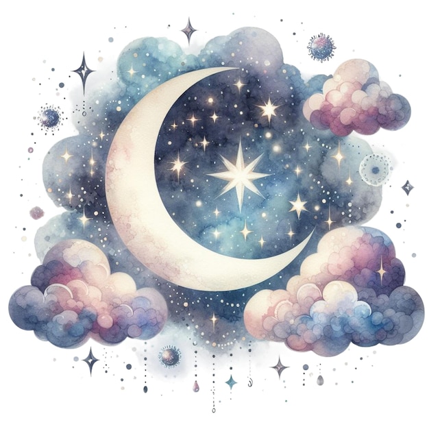 Photo watercolor mystical moonlight clipart