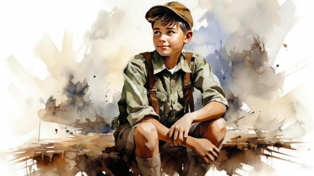 watercolor National Boy Scout Day July 1 Generative AI
