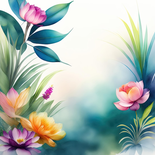 Watercolor natural botanical background