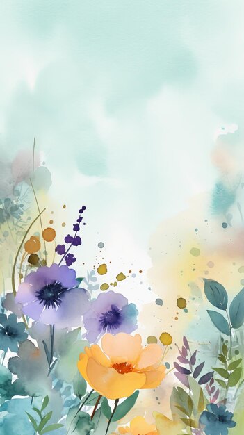 Watercolor natural floral background Illustration AI GenerativexA