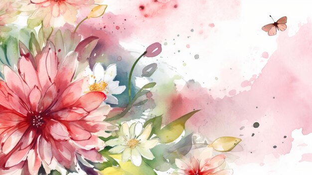 水彩の自然な花の背景 イラストAI GenerativexA