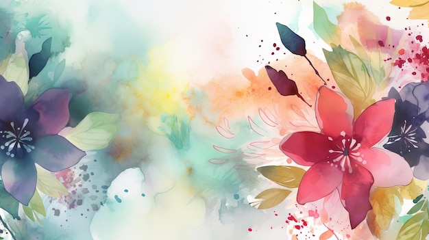 水彩の自然な花の背景 イラストAI GenerativexA