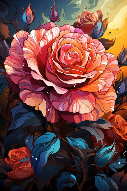 Watercolor new rose background design