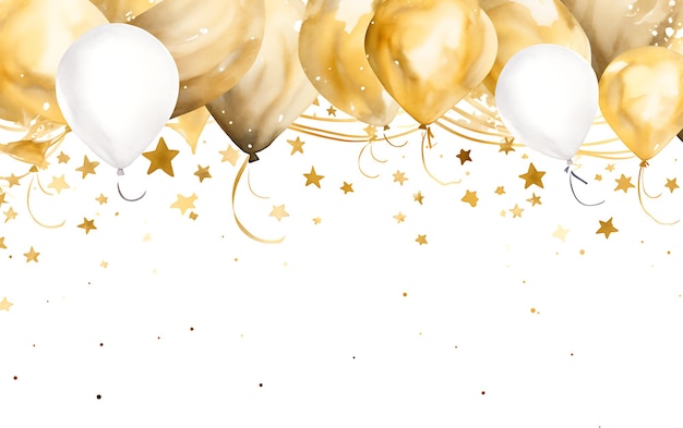 Фото Акварель новый год рамка овальная золотая звезда воздушные шары