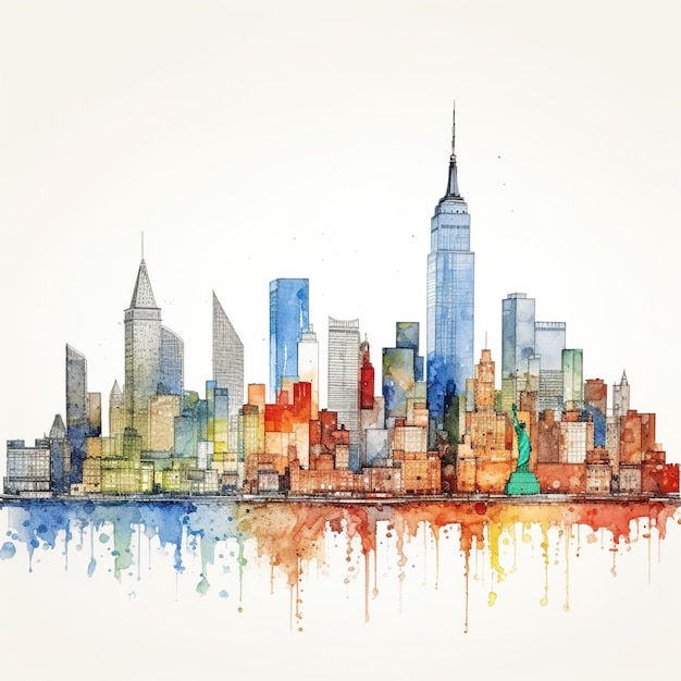 Photo watercolor new york skyline