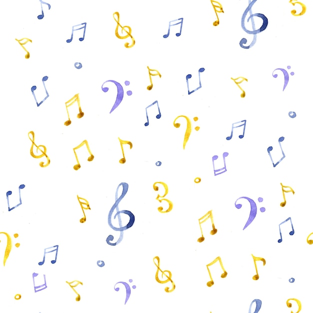watercolor notes and splash music pattern music seamless digital paper