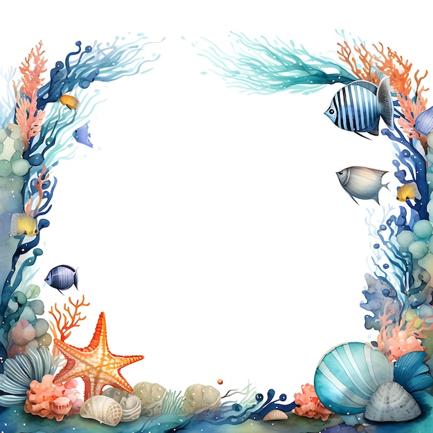 Watercolor of Ocean Conservation Earth Hour Frame Frame Designed With Ocea Clipart Tshirt Design