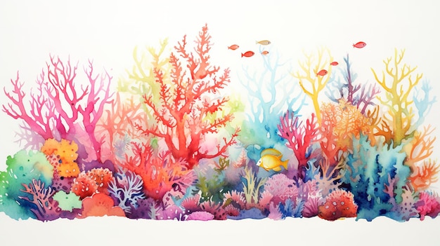 Watercolor Ocean Coral Reef