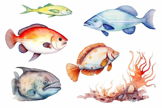 Foto acquerello ocean life clipart designs