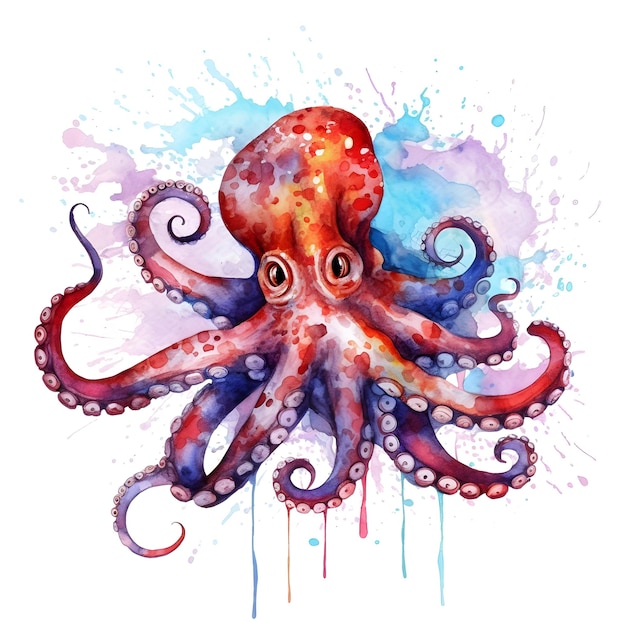 A watercolor of an octopus