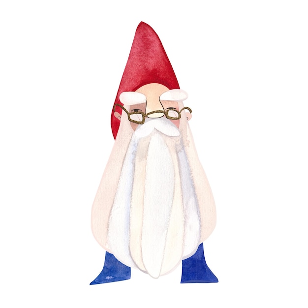 Watercolor old gnome in green costume Isolated illustration Clipart Raster illustration for packaging greeting cards and wrapping paper gifts posters