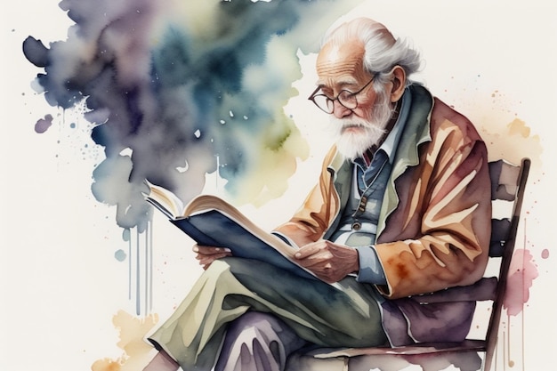 watercolor old man