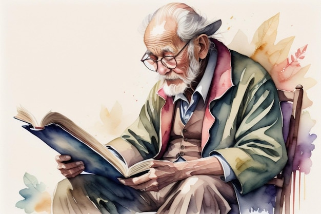 watercolor old man