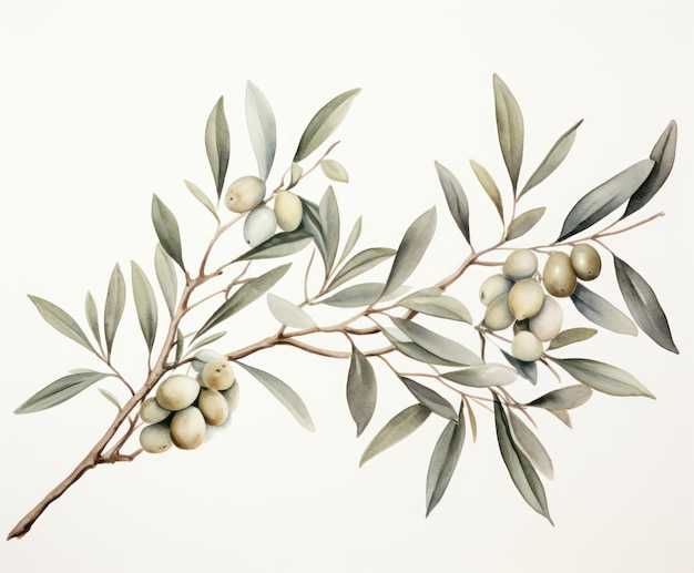 Photo watercolor olive background illustration ai generativexa