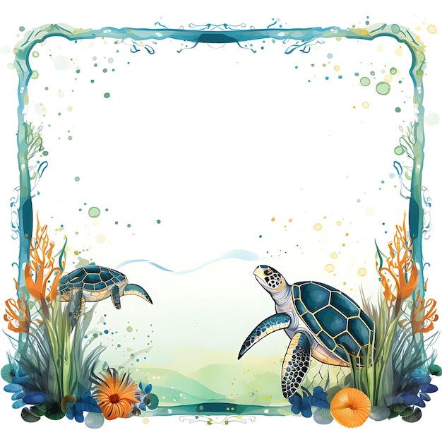 Photo watercolor of omani masirah rug sea turtle motif wave like pattern rectang clipart tshirt pattern