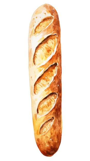 Watercolor one natural bread AI generated image