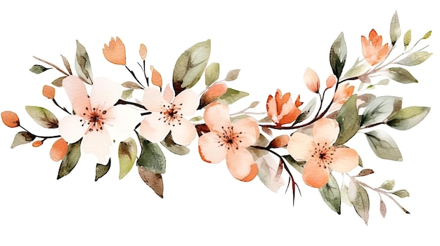 Watercolor orange flower bouquet illustration design for cards invitation banner