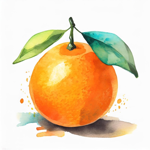 Foto illustrazione in acquerello arancione su sfondo bianco
