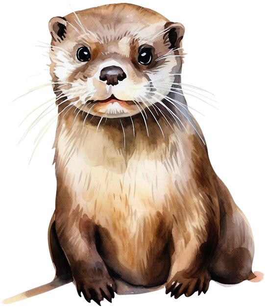 Watercolor otter illustration