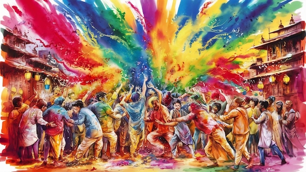 Watercolor paint background for holi festival