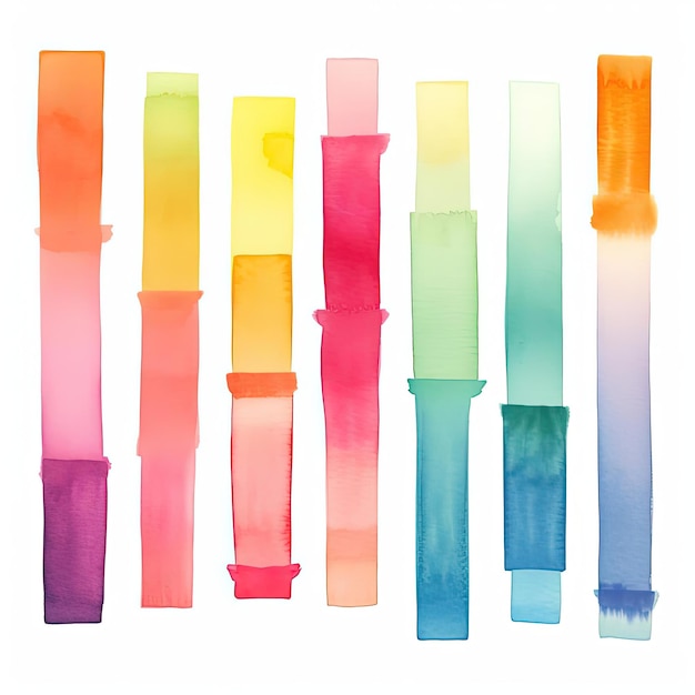 watercolor paint brushes in the style of striped compositions