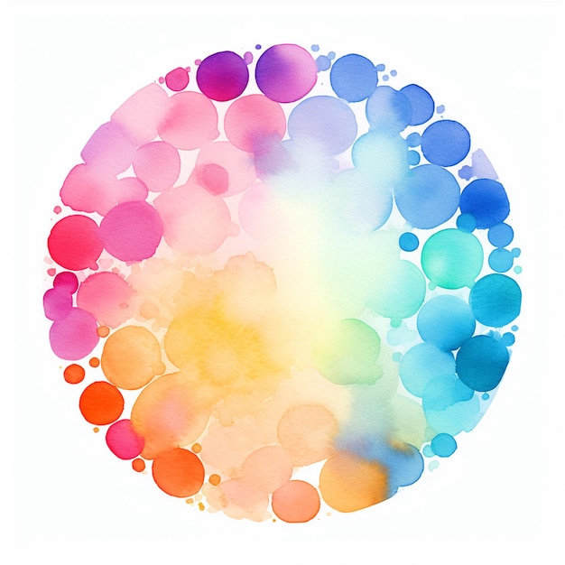 Foto i cerchi di vernice ad acquerello schizzano su uno sfondo bianco isolato