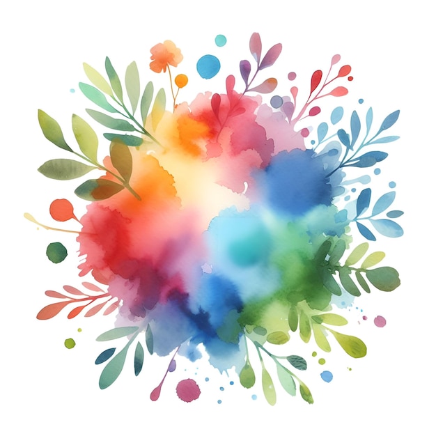 Photo watercolor paint colorful paint spot on white background