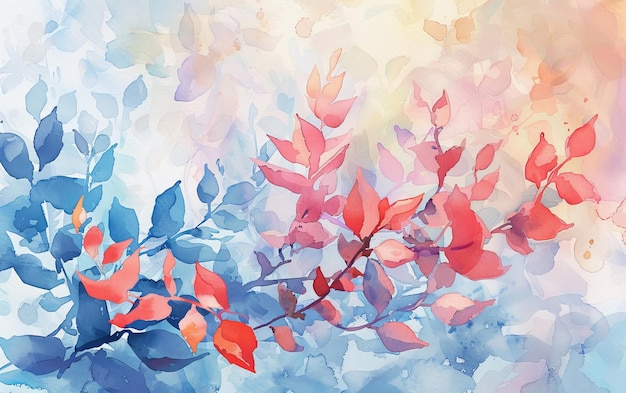 Watercolor paint multicolor flowers as background