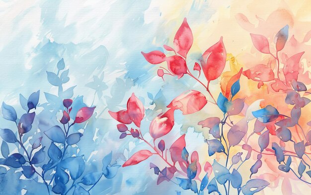 Watercolor paint multicolor flowers as background