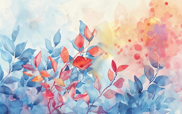 Watercolor paint multicolor flowers as background